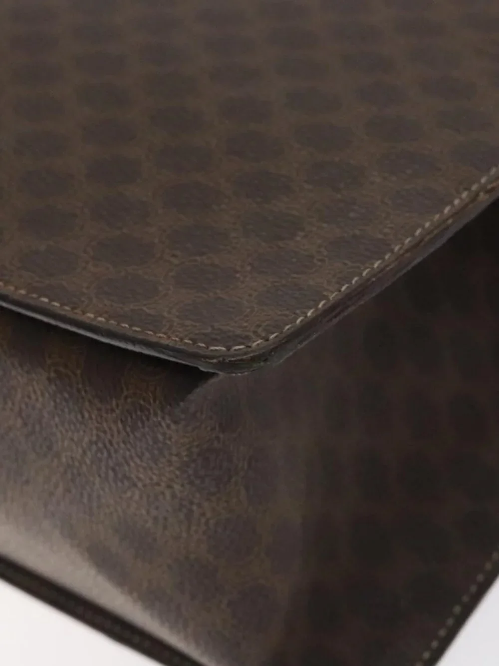 Authentic CELINE Macadam Canvas Shoulder Bag PVC Brown Gold - Picture 7 of 16